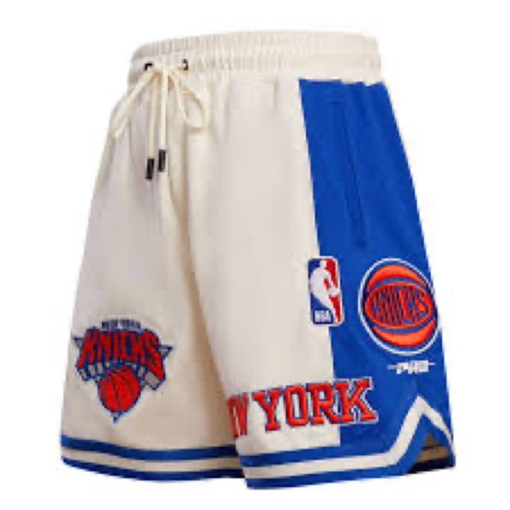 NBA NY knicks Shorts in Cream and Blue - Picture 2 of 14